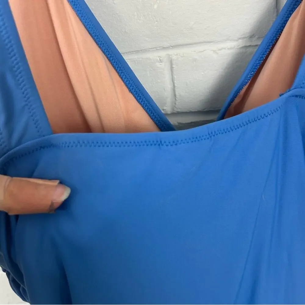 NWT J.Crew Ruched Femme Blue Padded One Piece Swimsuit Size 18